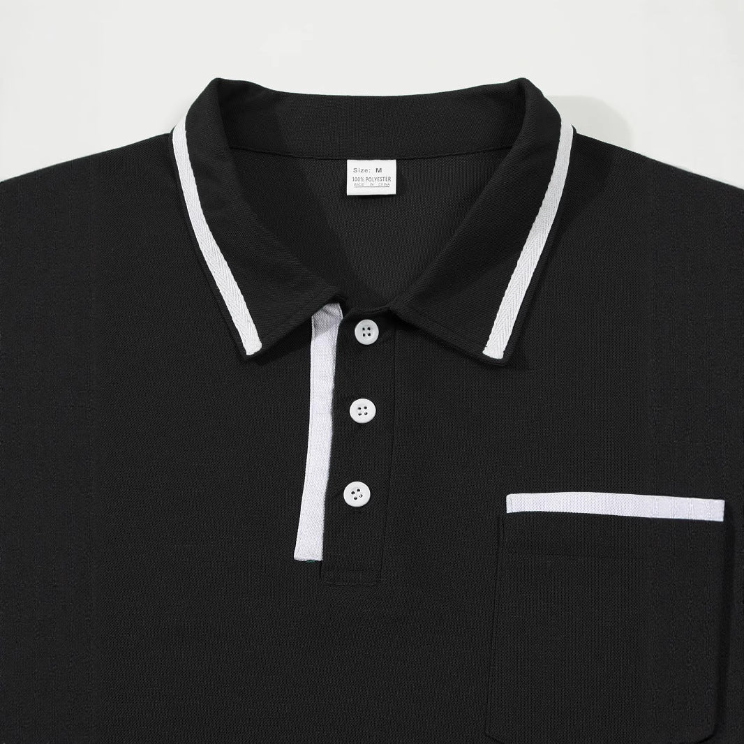 Herren Polohemd Langarm Elegant Kontrastdetails Modern