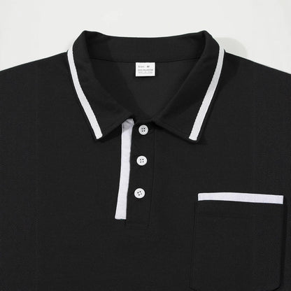 Herren Polohemd Langarm Elegant Kontrastdetails Modern