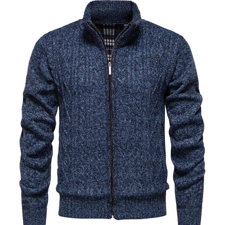 Herren Strickjacke Warm Highneck Reißverschluss