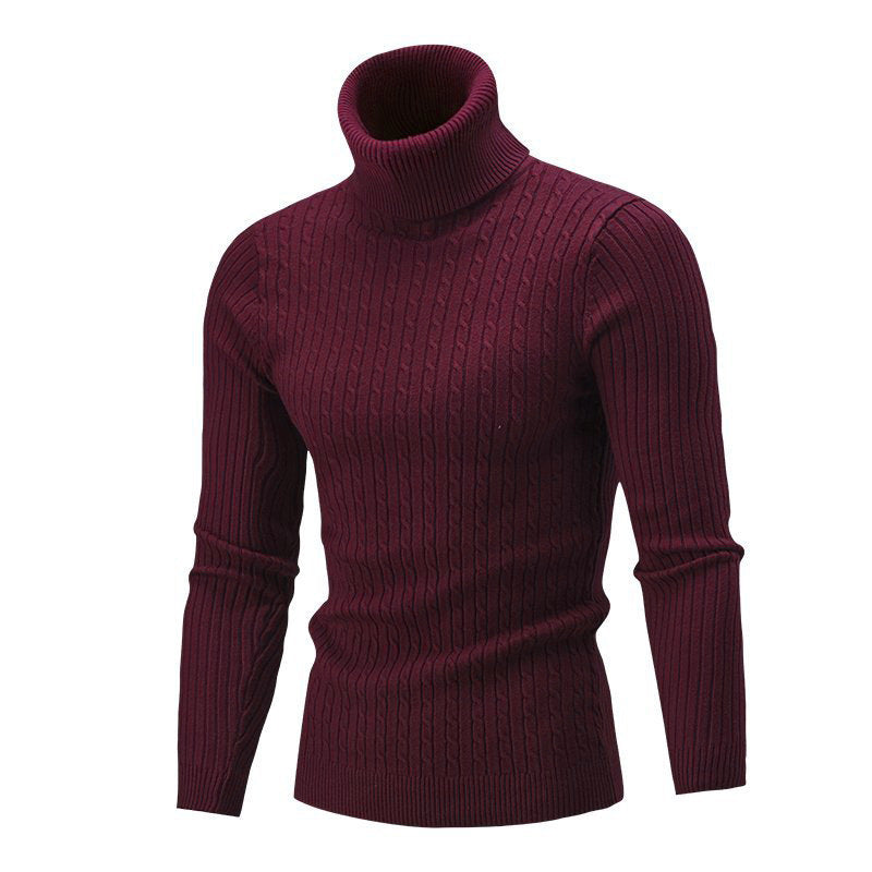Herren Strickpullover Eleganter Stehkragen Zopfmuster Modern