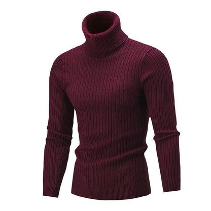 Herren Strickpullover Eleganter Stehkragen Zopfmuster Modern