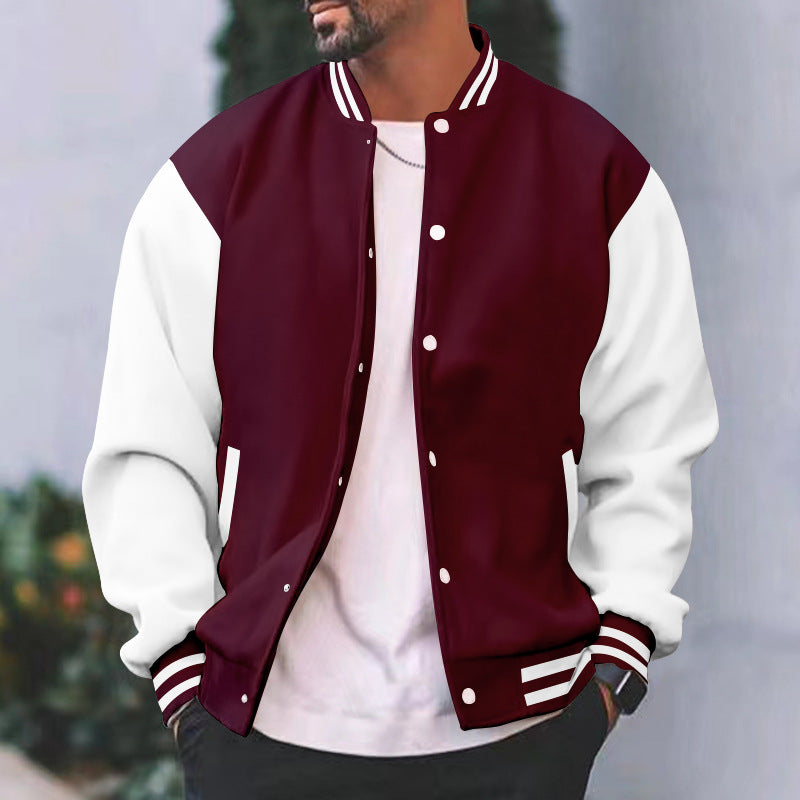 Herren Collegejacke Gestreift Kontrast Ärmel Modern