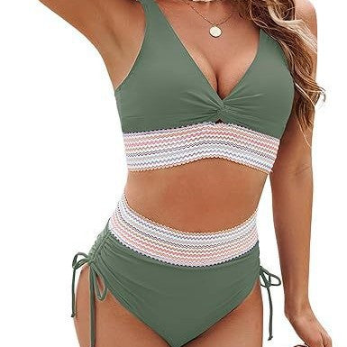 Bikini-Set Damen Modisch Hochgeschnitten Wickeloberteil