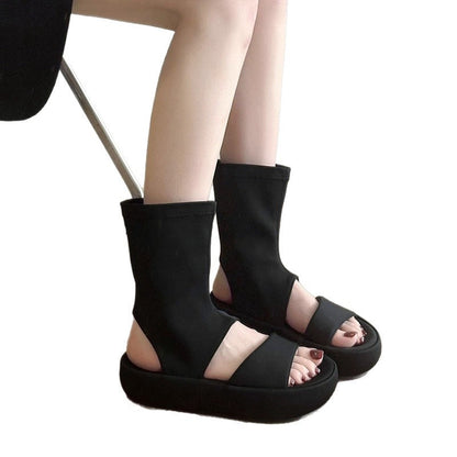 Damen Sandalen Bequem Chunky Elastisch Sommer