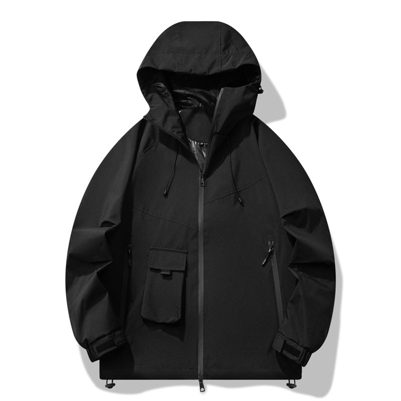 Herren Outdoor-Jacke wasserabweisend verstellbares Kapuzen-Design - BerlinGlamour
