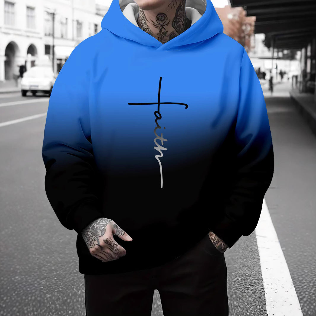 Herren Kapuzenpullover Grau Meliert mit Schriftzug - BerlinGlamour
