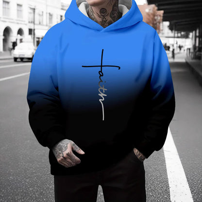 Herren Kapuzenpullover Grau Meliert mit Schriftzug - BerlinGlamour