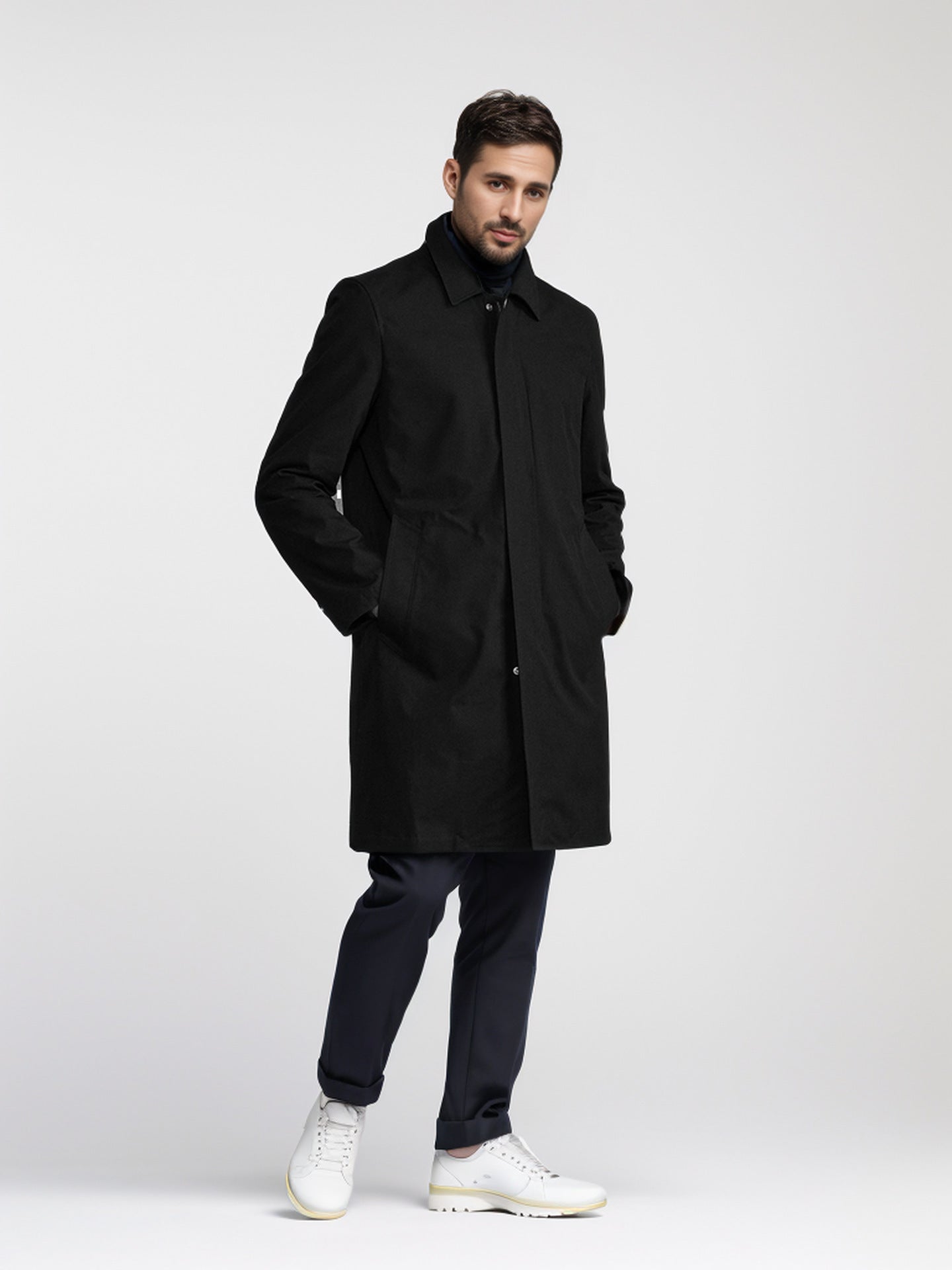 Herren Mantel Modern Eleganter Übergangsparka mit Taschen