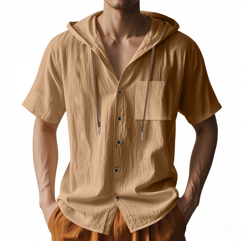 Herren Hoodie Kurzarm mit Brusttasche Sportlich Casual