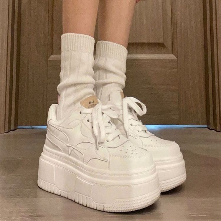 Damen Plattform Sneaker Leder atmungsaktiv Komfort Sohle - BerlinGlamour