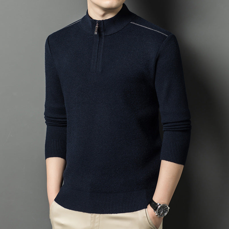 Herren Pullover Stehkragen Eleganter HalbReißverschluss Modern