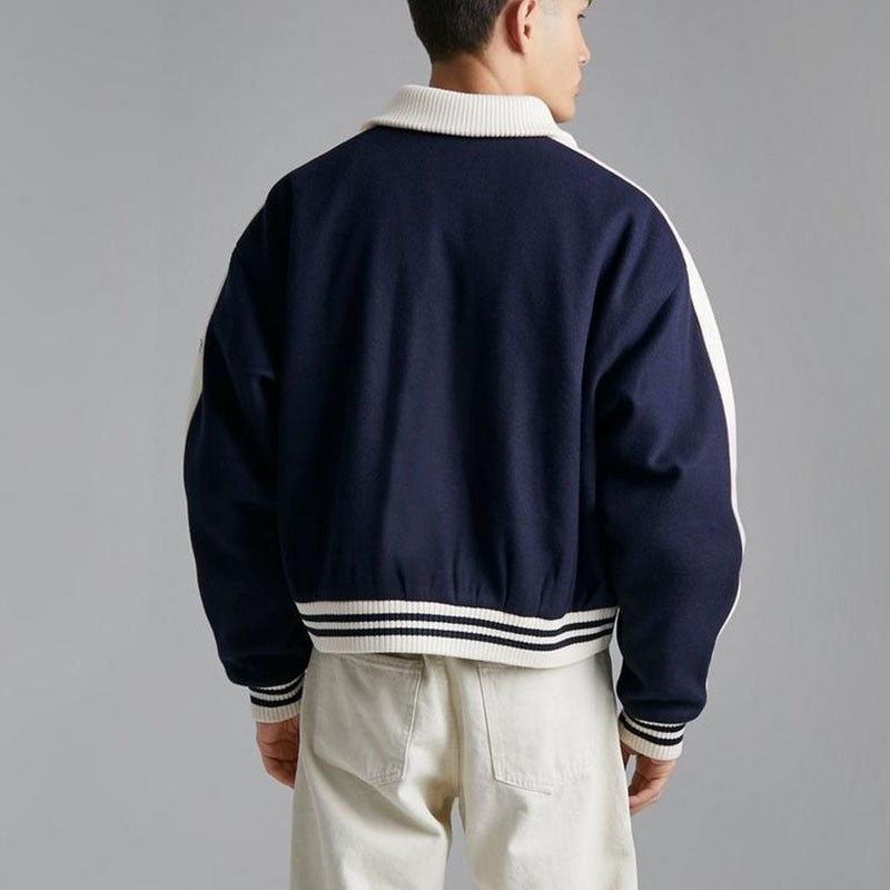 Herren Lederjacke Lässig Modern Mit Kontrast Ärmeln