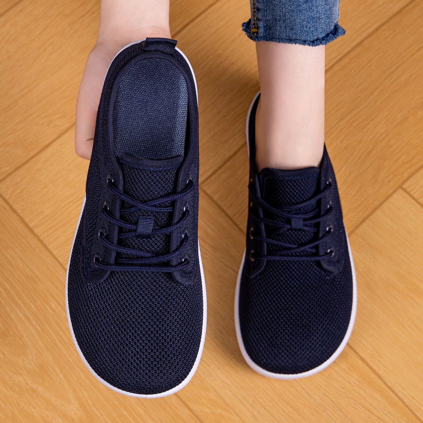 Damen Sneaker Atmungsaktiv Elastisch Leder Schuhe