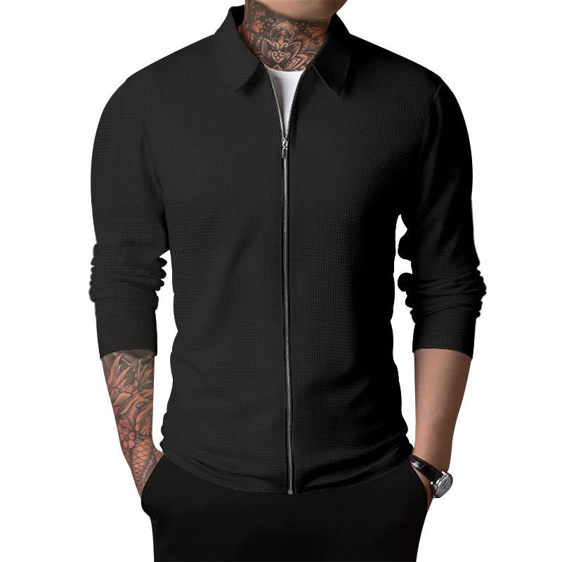 Herren Strickjacke Modern mit Reißverschluss Stehkragen
