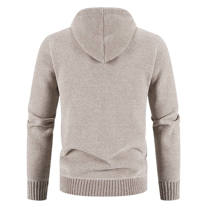 Herren Strickjacke Kapuze Strukturiert Modern Grau