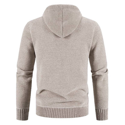 Herren Strickjacke Kapuze Strukturiert Modern Grau