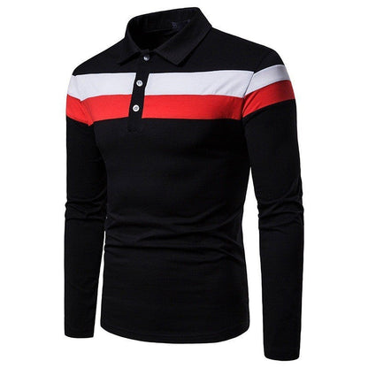 Herren Poloshirt Langarm Streifen Modern Berlin Style