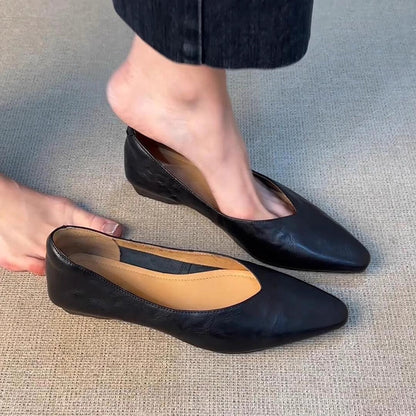 Damen Slipper Spitze Elegante V-Ausschnitt Schuhe - BerlinGlamour