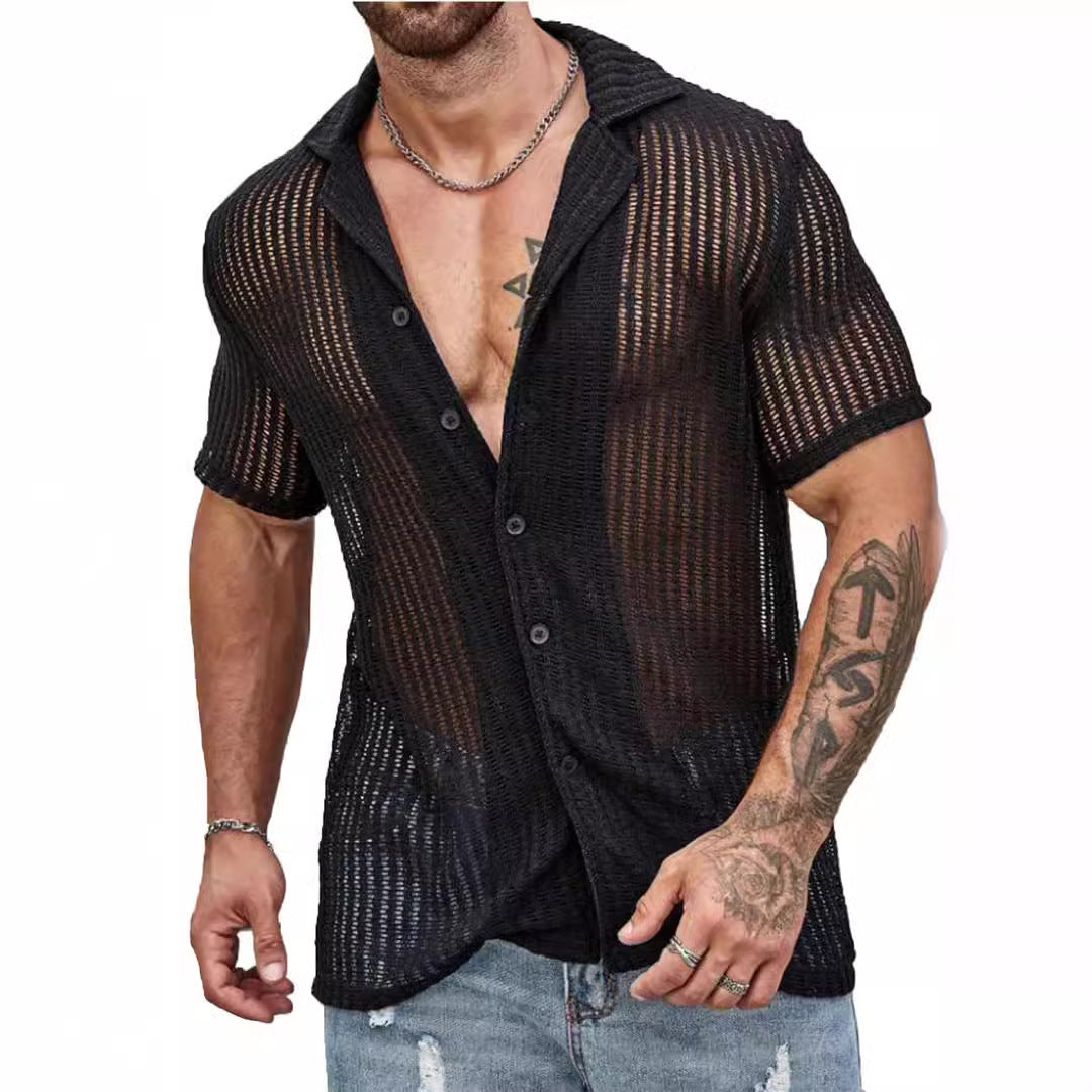 Herren Netzhemd Lässig Elegant Berlin Style
