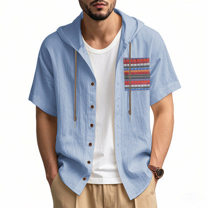 Herren Hoodie Hemd mit Knöpfen Bunt Berlin Streetwear
