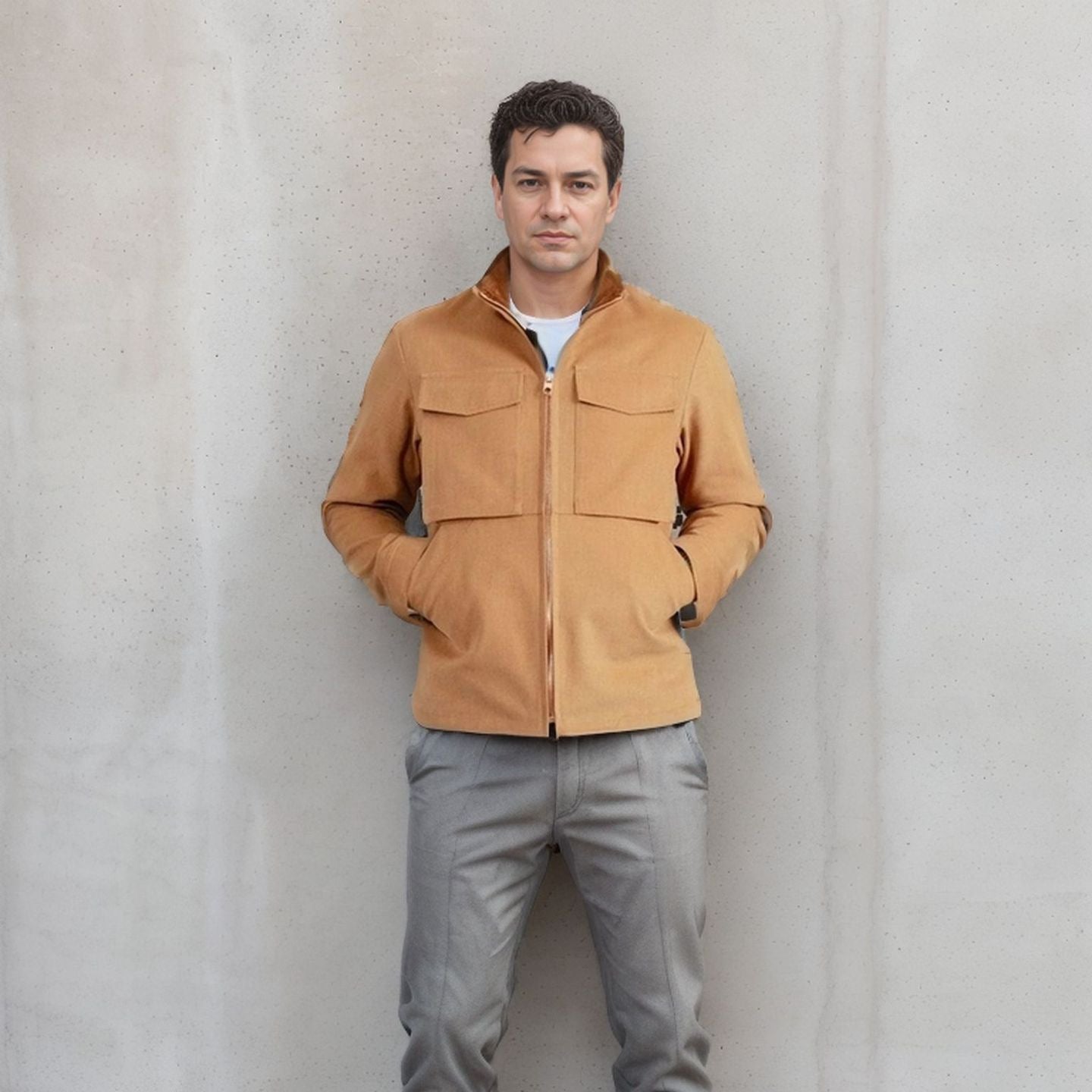 Herren Jacke Utility Modern mit Taschen Schwarz