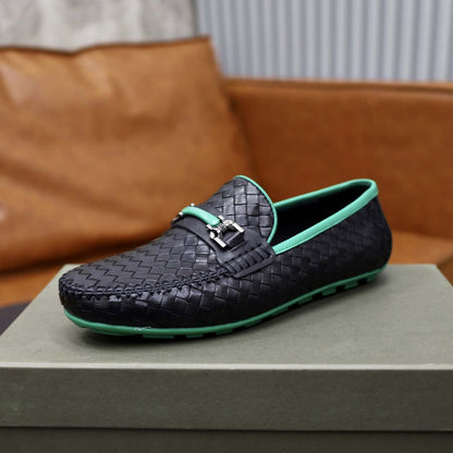 Damen Mokassins Leder Geflochtene Slipper Sommermode