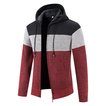 Herren Strickjacke Mit Kapuze Modern Strukturiert