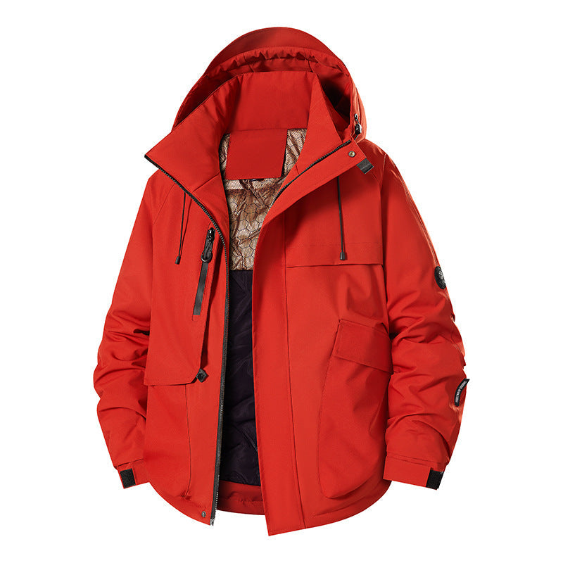 Herren Wetterjacke Multifunktionsjacke mit Fleece und verstellbarer Kapuze