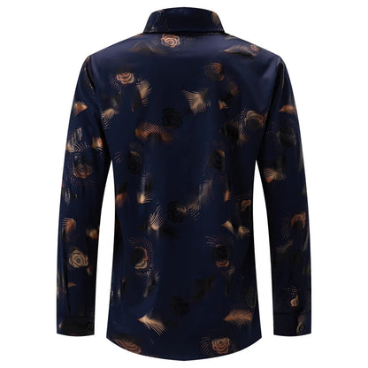 Herren Langarmshirt Blumenmuster Atmungsaktiv Modern