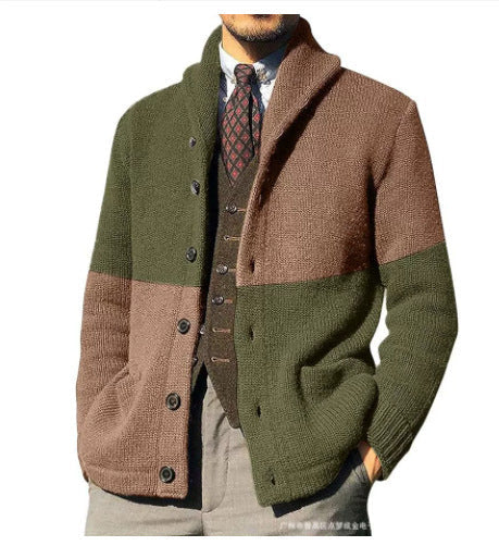 Herren Strickjacke Modern Schalkragen Knopfverschluss Grau