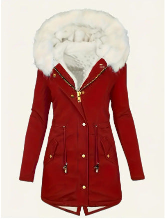 Damen Winterjacke Gefüttert Warm mit Abnehmbarer Kapuze