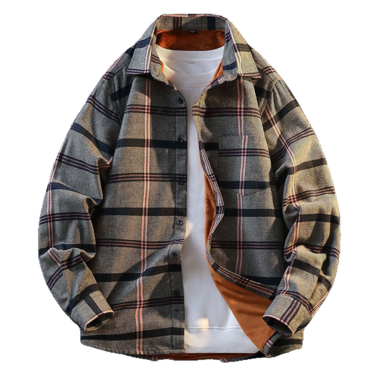 Herren Karohemd Warm Innenfutter Modern Modisch
