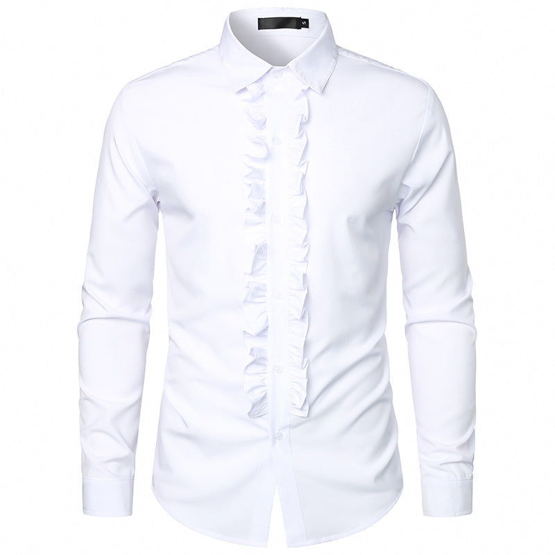 Elegantes Herrenhemd mit Rüschen Modern