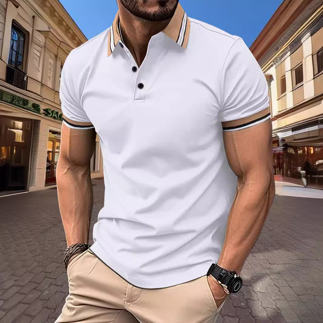 Herren Poloshirt Kurzarm Modern Kontrastfarben