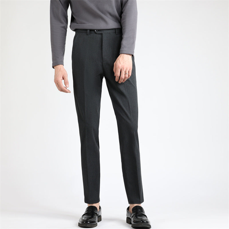 Herren Anzughose Slim Fit Schwarz mit Feinmuster