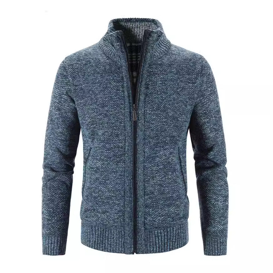 Herren Strickjacke Stehkragen Strukturiert Modern