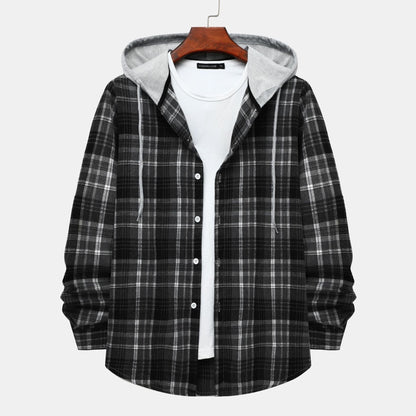 Herren Kapuzenjacke Karomuster Klassisch Modern