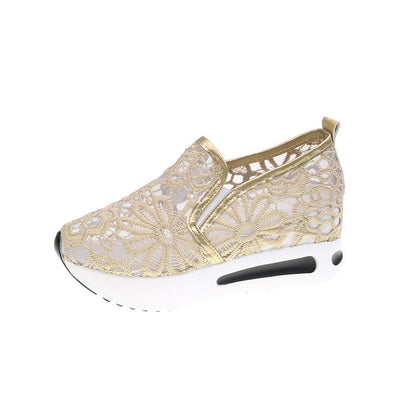 Damen Sneaker Slip-On Bequem Spitze Optik