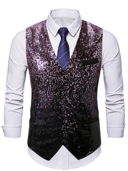 Herren Paillettenweste Modern Glamour Schnitt