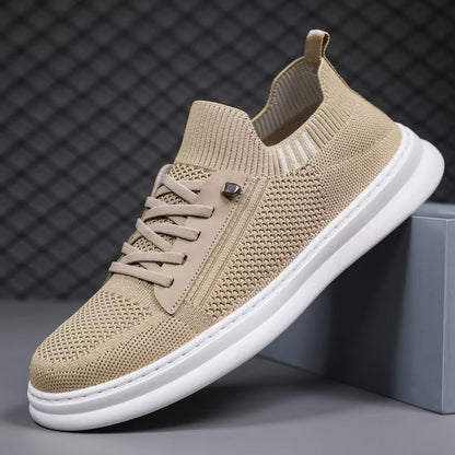 Damen Sport Sneakers Atmungsaktiv mit Reißverschluss Schwarz