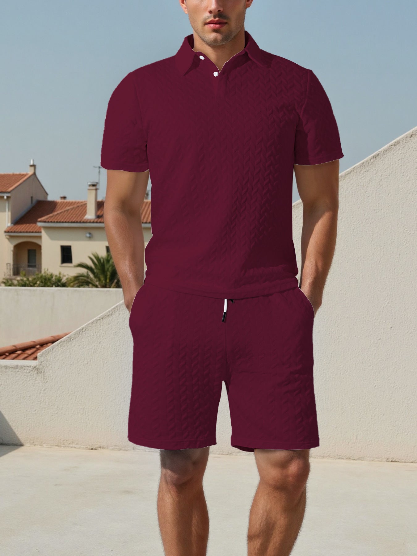 Herren Sportset Polo-Shirt und Shorts atmungsaktiv Elastisch