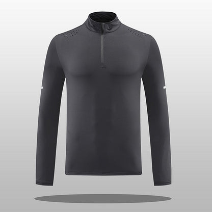 Herren Langarmshirt Atmungsaktiv Reißverschluss Funktionsshirt