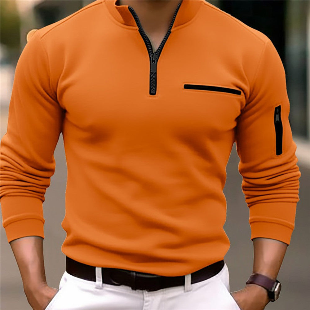 Herren Pullover Langarm Stehkragen Reißverschluss Modern - BerlinGlamour