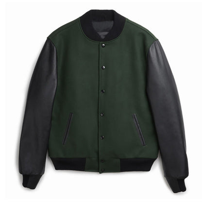 Herren Lederjacke College Style Trendig Schwarz