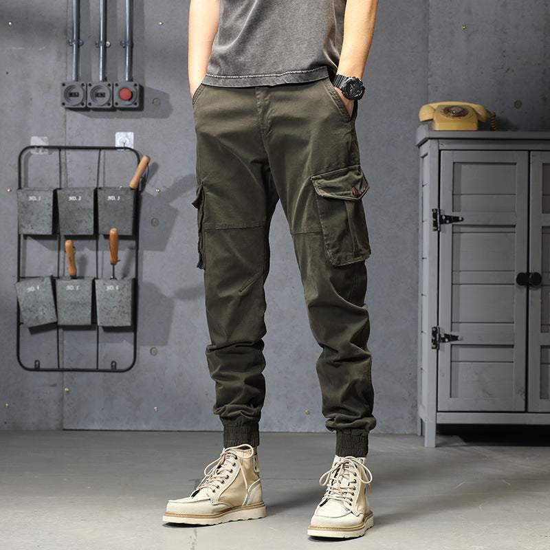 Herren Cargo-Hose Elastisch Reißverschluss Taschen Bequem