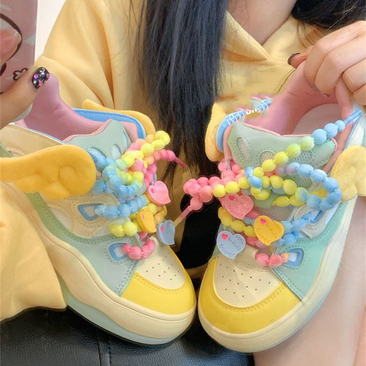 Damen Sneaker Mode Farbenfroh mit Applikationen