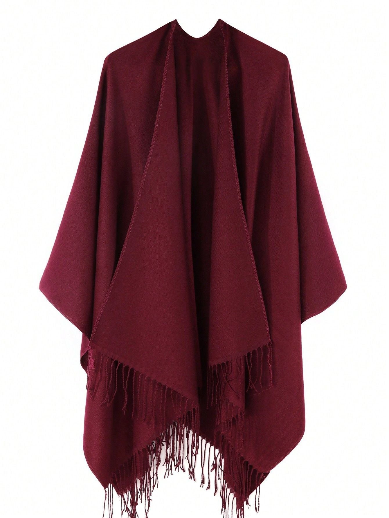 Damen Poncho Weich Fransen Luxus Modern