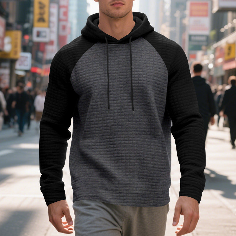 Herren Kapuzenpullover Struktur Optik Farbblock