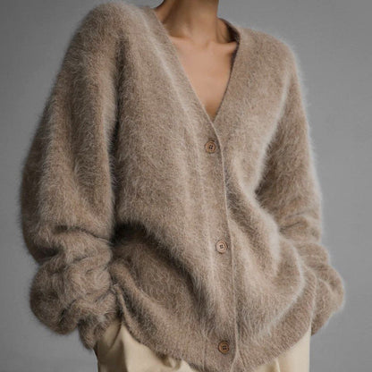 Damen Cardigan Kuschelig V-Ausschnitt Weich Warm