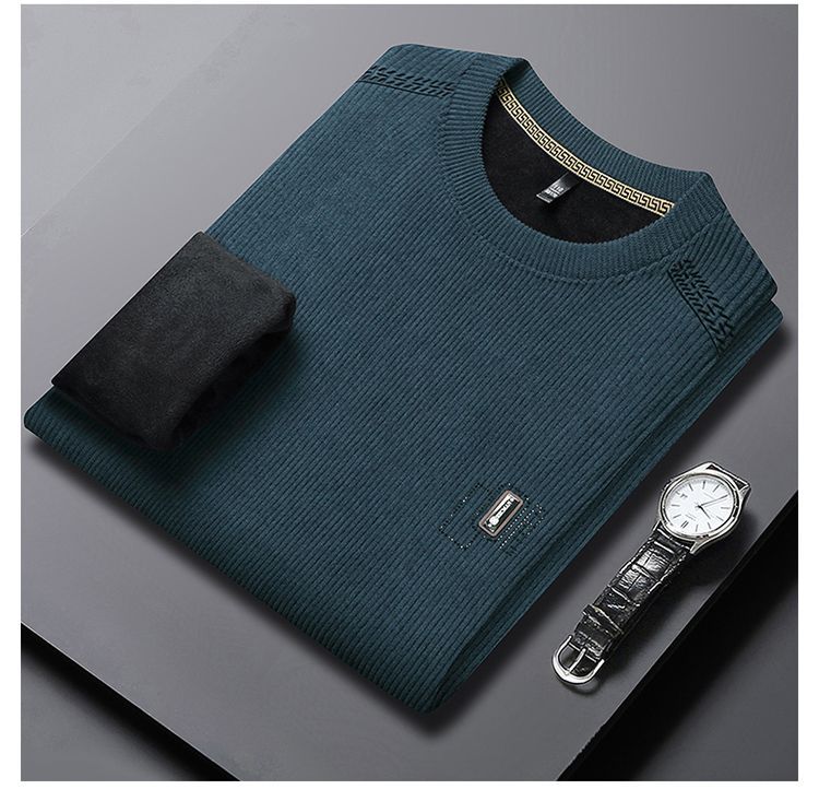 Herren Pullover Modern Rundhals mit Kontrastkragen